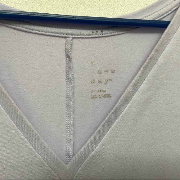 A New Day Lavender Purple V-Neck Drop Hem Cotton Blend Dress Size XL Summer - Picture 2 of 4